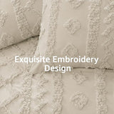 WRENSONGE Queen Size Comforter Set with Sheets - 7 Pieces Beige Tufted Bed in a Bag Queen Shabby Chic Bedding Sets with 1 Comforter, 2 Sheets, 2 Pillowcases & 2 Shams WRENSONGE