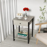 Ecoprsio Nightstand Set of 2 Modern End Table Side Table with Drawer and Storage Shelf Wood Night Stand Greige Bedside Table for Bedroom, Living Room, Sofa Couch, Hall, Easy Assembly, Greige Ecoprsio