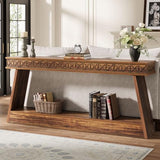 Tribesigns 70.9 Inch Long Console Table for Entryway, 2-Tier Farmhouse Entryway Table with Storage, Narrow Sofa Table Behind The Couch, Wood Accent Table for Hallway, Living Room, Foyer, Dark Brown Tribesigns