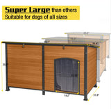 Outdoor Dog House 59" Extra Large Insulated Dog Kennel with Insulation Liner for Winter,All-Around Iron Frame Aivituvin