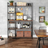 Tribesigns 43 Inch 5-Tier Industrial Bakers Rack with Storage and Hooks in Black Brown Tribesigns