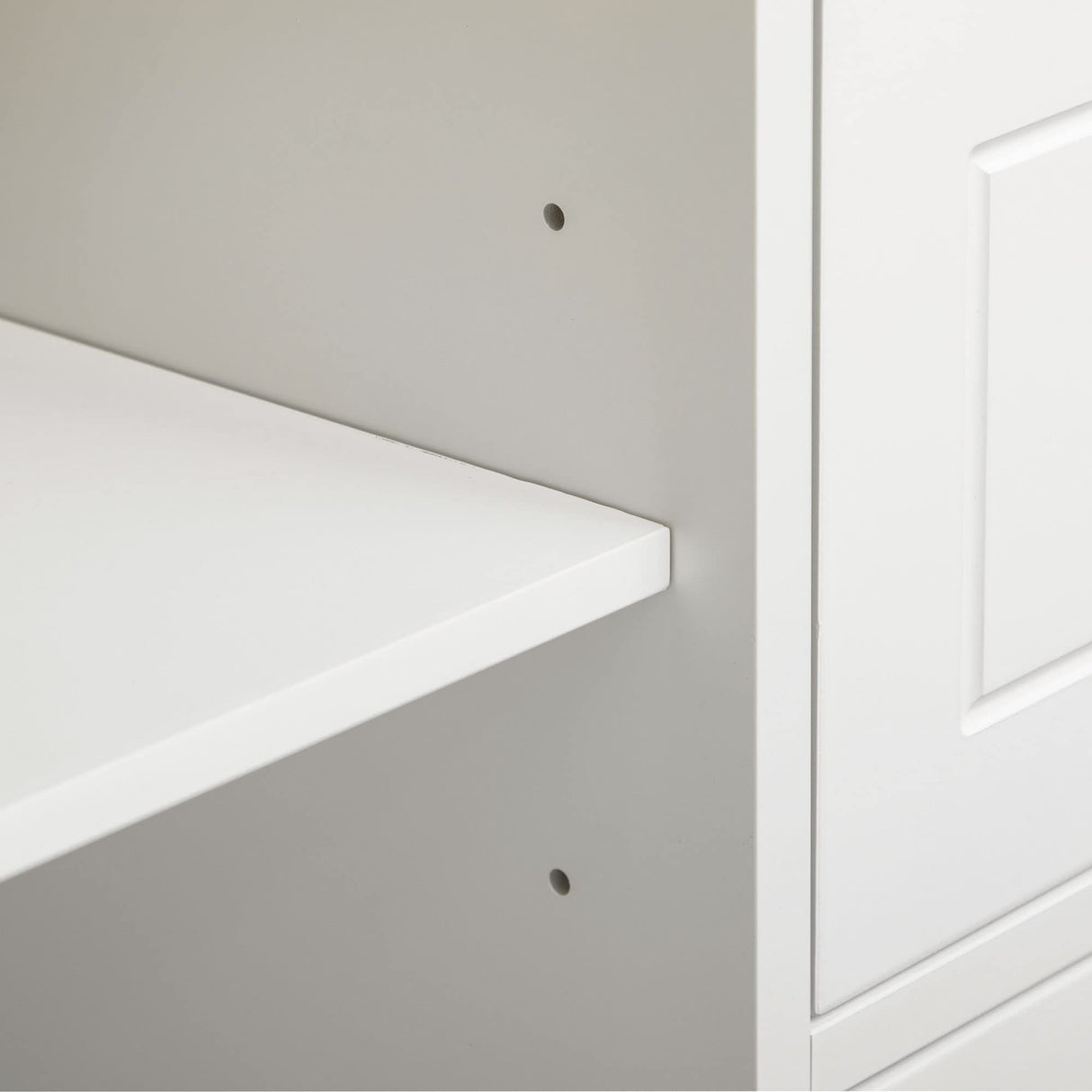 HOMCOM Sideboard Buffet Cabinet, Retro Kitchen Cabinet, Coffee Bar Cabinet with Rubber Wood Top, Drawers, Adjustable Shelves for Living Room, Entryway, White HOMCOM