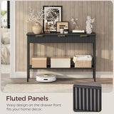 MAHANCRIS Console Table for Entryway, Entryway Table with Storage and Drawers, Narrow Long Sofa Table for Living Room, Hallway, Behind Couch, Corridor, Black and Gold CTHB5201 MAHANCRIS