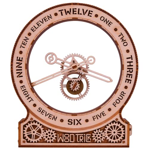 Wood Trick Modern Kinetic Clock 3D Wooden Puzzles for Adults and Kids to Build - Magic Mechanism Aesthetic Design - Model Kits for Adults - Engineering DIY Wooden Models for Adults to Build Wood Trick