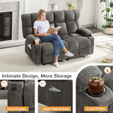 Oversized Loveseat Recliner Sofa, Big Large Reclining Sofa with Cup Holders & Side Pockets, Double Recliner, Traditional 2-Seater Manual Recliner Couch for Living Room, RV, Home Theater (Fabric,Grey)