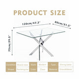 NIERN 5 Piece Dining Table Table Set, Tempered Glass Dining Table Set for 4 Kitchen Table Set with 4 Upholstered Chairs for Kitchen Dining Room (Sliver Table with White Chair) NIERN