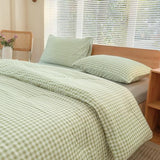 NSNLGSGC Twin Comforter Set, Sage Green Gingham Bedding Sets, Green Grid Bed Comforter 2 Pieces (1 Comforter, 1 Pillowcase) NSNLGSGC