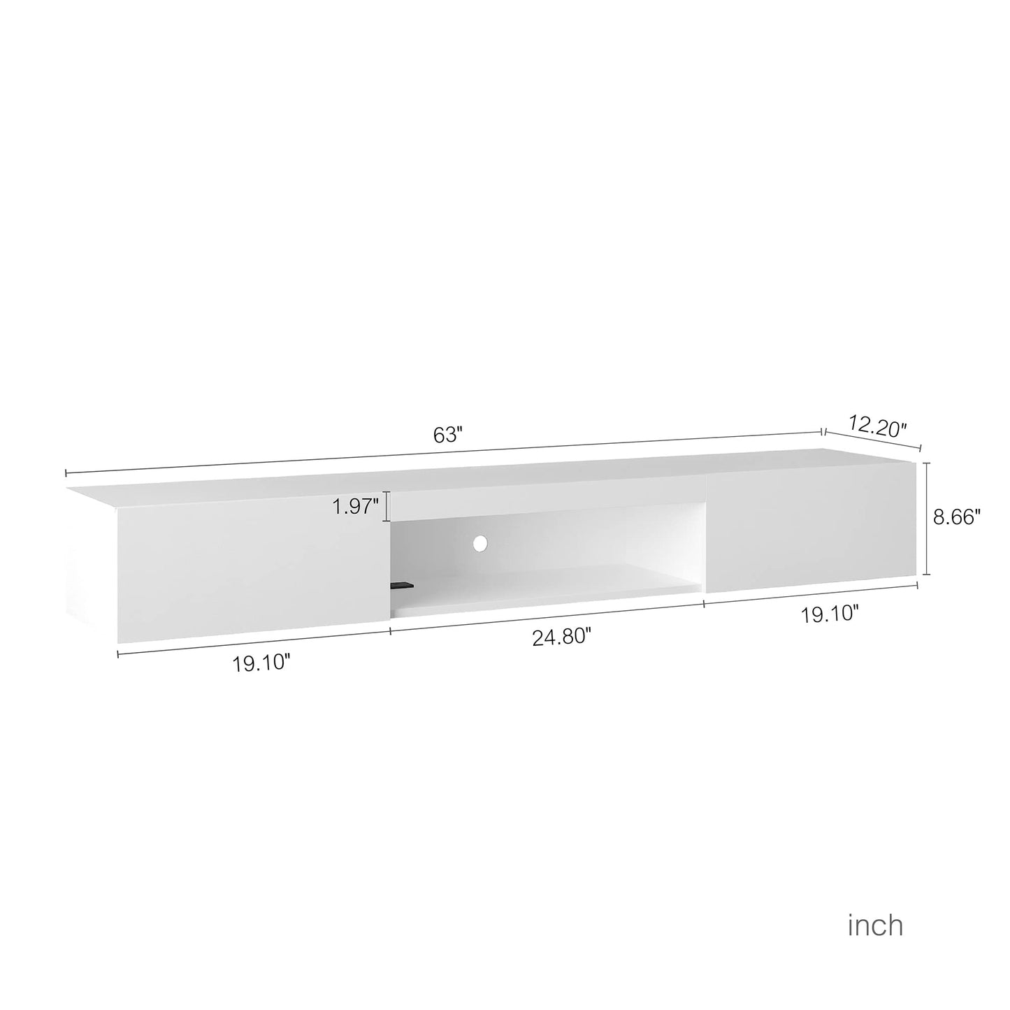 Vibe & Dine LED TV Stand with Power Outlet, 65" Floating TV Stand with RGB Lights, Wall Mounted Entertainment Center, TV Media Console with Storage Shelf for Living Room Bedroom