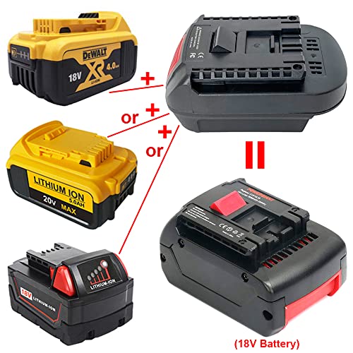 Battery Adapter for Bosch 18V Lithium-Ion Cordless Tool, Compatible with Dewalt 18V 20V Max/ Milwakee M18 18V Li-ion Battery Convert to Bosch 18V Compact Lithium Battery BAT608 BAT609 BAT612 BAT618 QINIZX