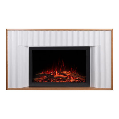 Modern Ember Arrie Smart Electric Fireplace Mantel Package | 33” Firebox Heater | Fluted Details w/Curved Leg Design | Multi-Flame Colors & Speed | Remote Control, Wi-Fi App, Alexa & Google