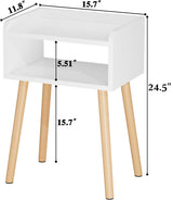 LUCKNOCK Night Stand, Modern Bedside Tables, Mid Century Nightstands with Open Storage Shelf, Wood Bedside Table, Small Night Stands for Bedroom, High Night Table, White. LUCKNOCK