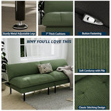 Ribilake 70" Futon Sofa Bed, 4 in 1 Multi-Function Couch Sleeper with Adjustable Backrest, Modern Convertible Futon, Recliner Small Loveseat for Living Room, Dorm, Green Ribilake