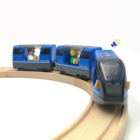 DSHMIXIA Battery Operated Train for Wooden Train Track Set Toys for Toddlers 3 4 5 Year Old Boys Kids Magnetic Couplings City Vehicle with Figures(Without Battery) DSHMIXIA