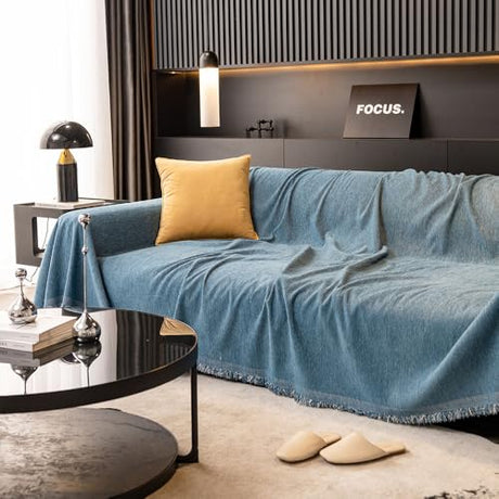 Feyocn 100% Waterproof Sofa Covers for Pets Couch Covers Dogs Cats Sofa SlipCover for Sectional Couches Reclining Armseat Futon Washable Furniture Protector Covers for Living Room(71" x 51", Blue) Feyocn