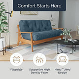 Loosh Home | 10" Full Size Futon Sofa Bed Memory Foam Mattress - USA Made, Mineral Blue, No Frame Loosh