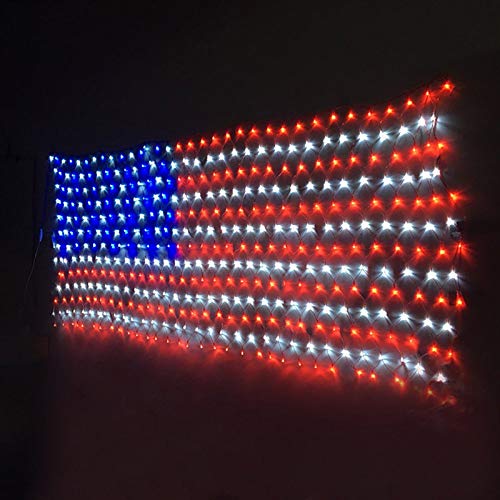 YULIANG LED American Flag Lights,6.5ft*3.2ft Waterproof Led Flag Net Light Outdoor for 4th of July Decorations,Independence Day,Memorial Day, Festival, Garden,Outdoor Christmas Decoration YULIANG