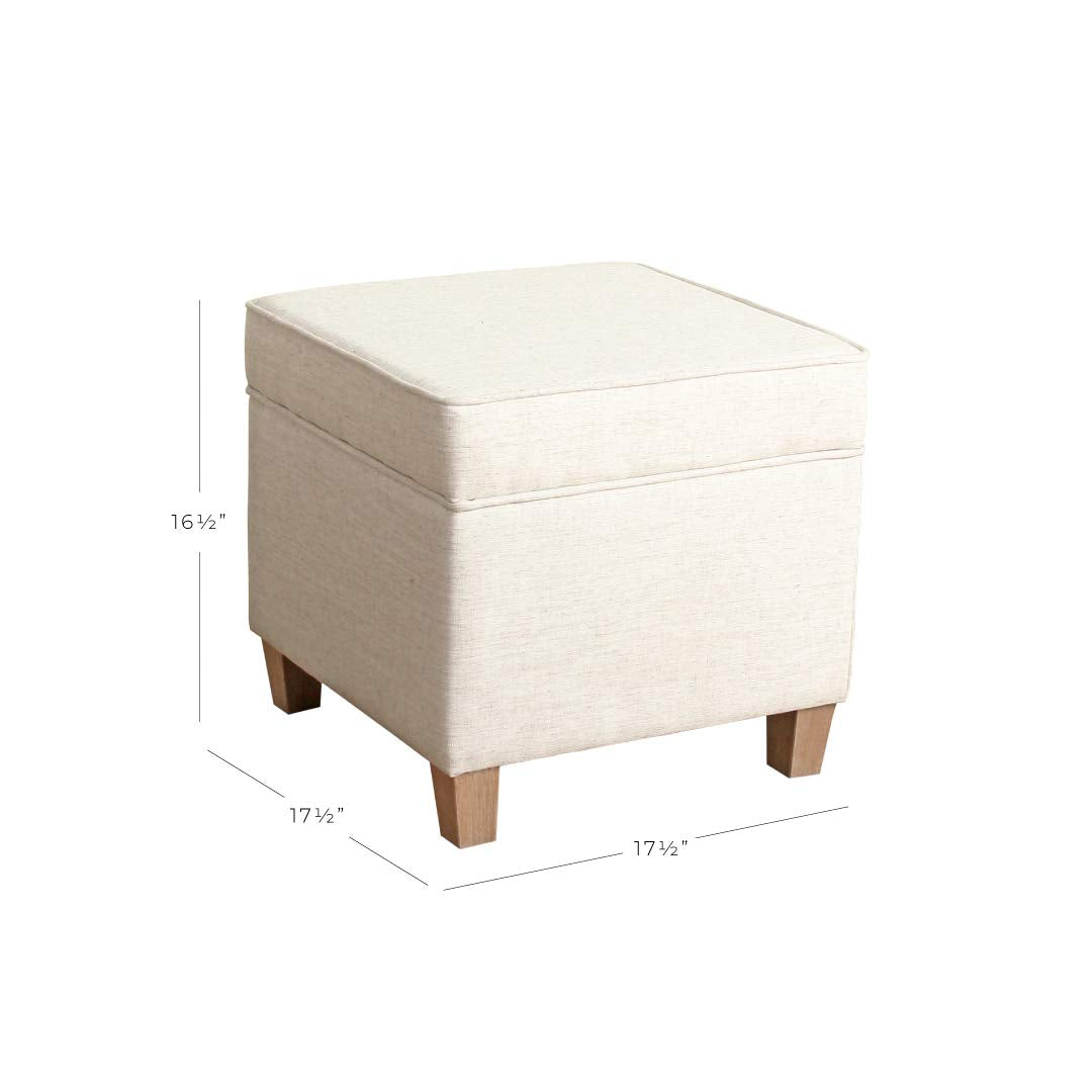 Homepop Home Decor | K7342-F2067 | Classic Square Storage Ottoman with Lift Off Lid | Ottoman with Storage for Living Room & Bedroom, Cream Woven HomePop