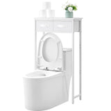 MOHOPE 2-Tier Over The Toilet Storage with 2 Fabric Drawers, Freestanding Above The Toilet Storage Cabinet, Space Saver Metal Over Toilet Bathroom Organizer Shelf for Small Space, White MOHOPE