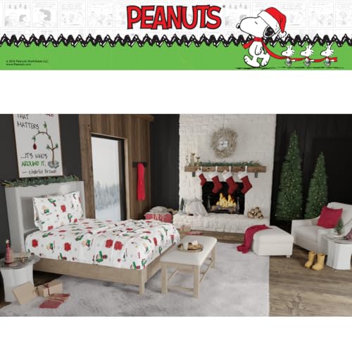 Peanuts® Charlie Brown & Snoopy Holiday & Christmas Bedding Super Soft 100% Cotton Flannel Sheet Set, Twin, (Officially Licensed Product) by Franco Franco