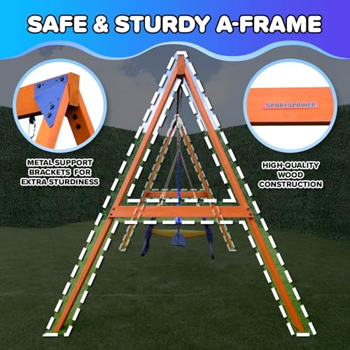 Sportspower™ Madison Wooden Swing Set: 2 Height Adjustable Swings and 2 Person Roman Glider Swing, Backyard Outdoor Playset for Kids Sportspower