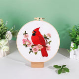 Louise Maelys Cardinal Embroidery Kits for Beginners with Bird Flower Pattern,Adults Starter Cross Stitch Kit DIY Needlepoint