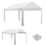 Outsunny 10' x 20' Carport Replacement Top Canopy Cover, UV and Water Resistant Portable Garage Shelter Cover with Ball Bungee Cords, White, Only Cover Outsunny