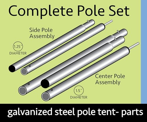20' x 40' Standard Tent Pole Set | Used with Party Tents Direct 20x20 Weekender Pole Canopy Tent | Heavy Duty Galvanized Steel | Side and Center Poles Only (Top Not Included) Party Tents Direct