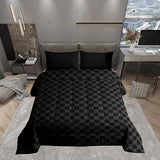 Manfei Black and Gray Checkered Kids Comforter Set,Geometric Plaids Grids Simple Bedding Set All Season,Abstract Checkerboard Buffalo Squares Comforter 2 Pcs with 1 Pillowcase,Twin Size Manfei