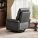 IDEALHOUSE Manual Recliner Chair, 360° Swivel Rocker Glider Recliner with Padded Armrests, Modern PU Leather Upholstered Reclining Chair for Living Room Bedroom and Nursery (Dark Black)
