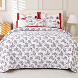 EVENHUG Quilt King Size Red Rose Bedding Set Floral Bedspread Lightweight Reversible Bed Cover with 2 Pillow Shams for All Seasons 3 Pieces (106"X96") EVENHUG