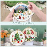 ERKOON Embroidery Kit for Beginners, 5 Sets Christmas Cross Stitch Set for Adults Include Embroidery Cloth Hoops Threads for Craft Lover Hand Stitch with Skill Techniques (Christmas#2)