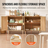VEVOR Rattan Buffet Cabinet with Storage, 4 Magnetic Doors and Adjustable Shelves, Sideboard for Hallway, Living Room, Kitchen, Natural VEVOR