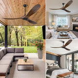 Eliora 72 Inch Ceiling Fan with Remote and Wall Switch, Large Wood Ceiling Fan Without Light 3 Blades, Outdoor Ceiling Fans 6 Speed, Quiet DC Motor for Patios-Deep Walnut Eliora