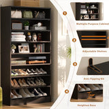 Homieasy Tall Shoe Cabinet, 9-Tier Wood Shoe Rack Organizer Cabinet for Closet, Freestanding Shoe Storage Cabinet with Adjustable Shelves for Entryway, Bedroom, Black Homieasy