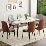 MUUOKY 6 Person Dining Table Set, Sintered Stone Dining Table Set for 6, Kitchen Table Chairs Set of 6, Easy to Assemble MUUOKY