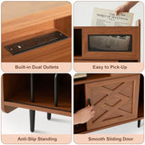 Citybay Vinyl Record Player Stand with Charging Station & RGB Lights,Holds up to 350 Albums, Solid Wood Cabinet with Metal Legs for Turntable, Living Room Citybay