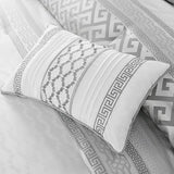 Madison Park Luxury Comforter Set-Traditional Jacquard Design All Season Down Alternative Bedding, Matching Bedskirt, Decorative Pillows, King(104"x92"), Bennett, Geometric Grey, 7 Piece Madison Park