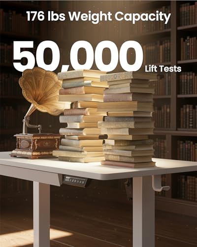 ErGear 44 inch Electric Standing Desk with Drawers, Adjustable Height with Storgear, 4 Memory Height Settings, Sit Stand Up Desk for Home Office & Computer Workstation, White ErGear