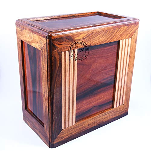 Hind Handicrafts Handmade Rosewood Wooden Urns for Human Ashes Adult Large - Wooden Box Funeral Cremation Urns for Ashes Engraving (10.5" x 6.5" x Hind Handicrafts