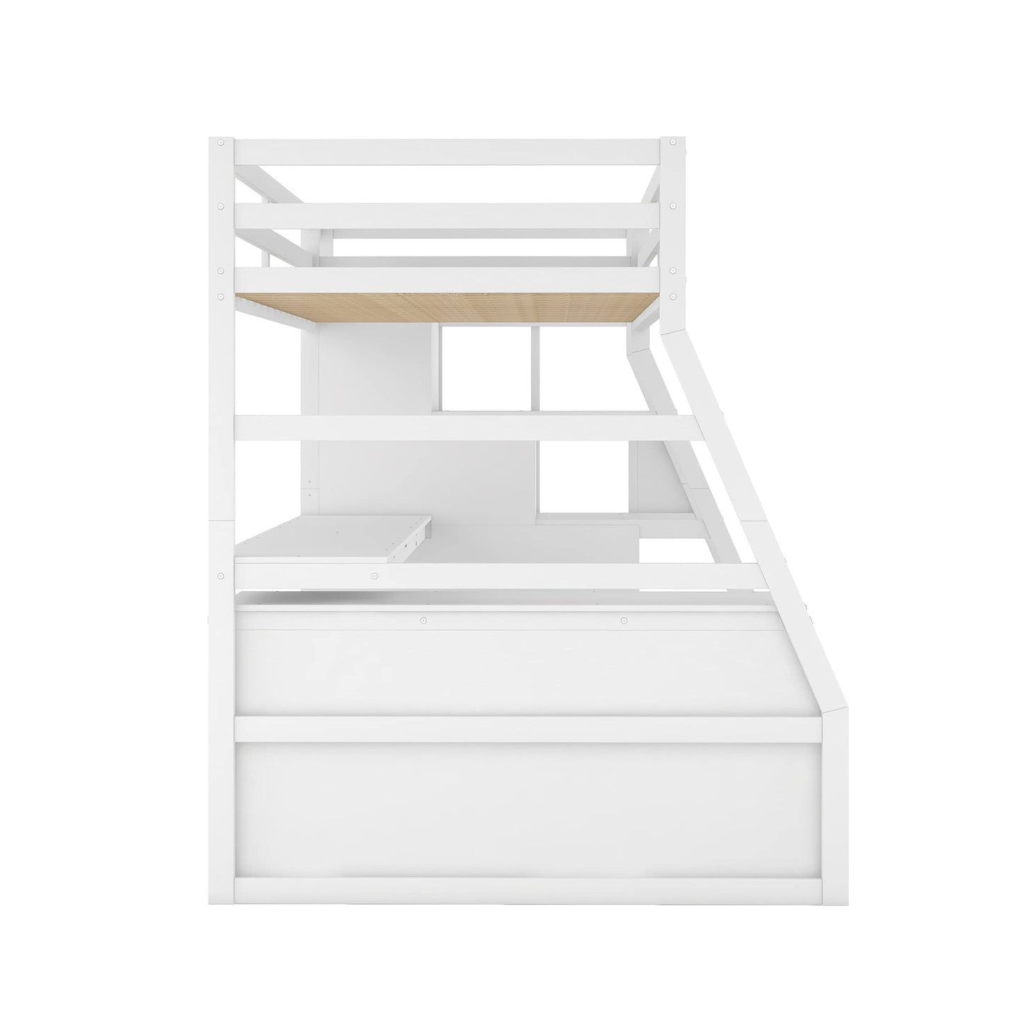 Harper & Bright Designs Twin Loft Bed with Stairs, Desk, and Storage – Solid Wood Frame in White