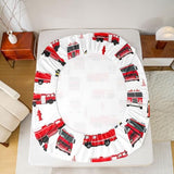 Erosebridal Fire Truck Sheet Set King for Boys Teens Girls Firemen Car Vehicle Flat Sheet Kids Youth Firefighter Truck Fitted Sheet Red Fire Fighting Supplies Print Bed Sheet Set with 2 Pillowcases Erosebridal