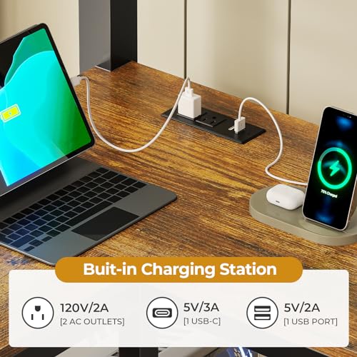 Twin Metal Loft Bed with L-Shaped Desk, LED Lights & Charging Station by ADORNEVE in Black ADORNEVE