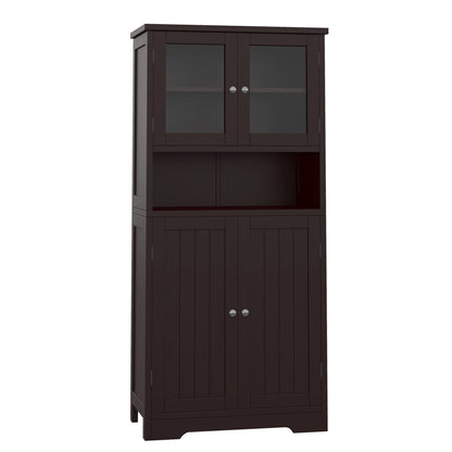 Irontar Bathroom Cabinet, Bathroom Floor Cabinet with Open Shelf, Display Storage with Doors, Kitchen Cupboard, Storage Cabinet for Living Room, 23.6 x 11.8 x 50.4 Inches, Brown CWG006Z