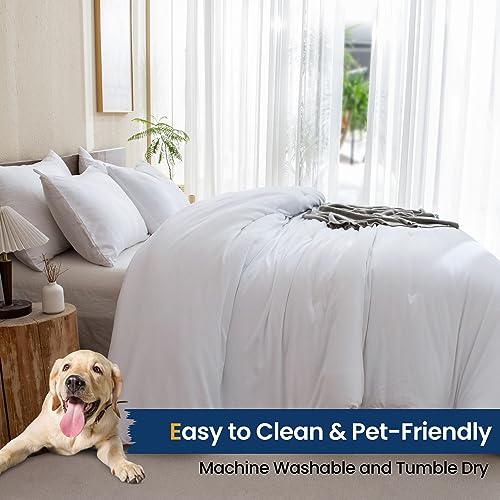 Paxrac White Comforter Twin/Twin XL Size, 2 Pieces Extra Long Comforter Set for Dorm, Lightweight Solid Bedding Set, All Seasons Soft Breathable Twin Comforter Set (68x90In Comforter & 1 Pillowcase) Paxrac