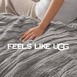 UGG Kenzie Comforter Set with 2 Pillow Shams Plush Faux Fur Bedding Soft Warm Down Alternative Comforter Washable Hypoallergenic Fluffy Blanket Set for Bedroom, King/California King Size, Seal UGG