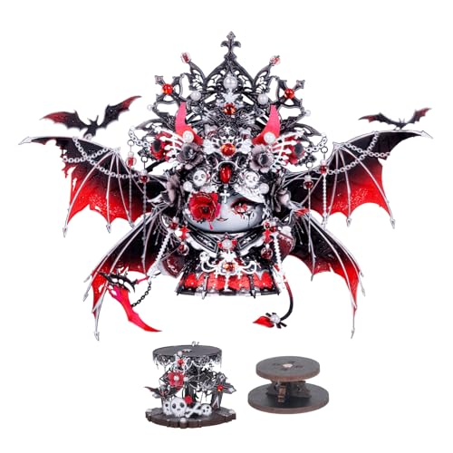 MU 3D Metal Puzzles for Adults Magnetic Interchangeable Cat Head Puzzle Vampire Dark Queen Kitty with 2 Base, Spooky Puzzle Metal Models Kits Building, DIY Sets Cat Lover Owner Gifts Collectibles
