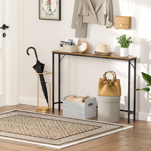 Vantimo 47.2" Console Table, Narrow Entryway Table, Skinny Sofa Table, Behind Couch Table, Long Skinny Table, DisplayTable for Entryway, Living Room, Foyer, Corridor, Office, Rustic Brown Vantimo