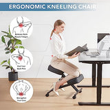 SOMEET Ergonomic Kneeling Chair, Modern Style, Kneeling Office Chair, Black Pu Kneeing Chair, Metal Frame, Foam Seat, 250 lbs Weight Capacity, Adjustable Height, Lockable Casters SOMEET