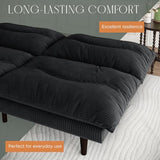 DreamDashio Futon Sofa Bed, 69 inch Futon Couch with Adjustable Backrest, Corduroy Convertible Sleeper Sofa Bed, Folding Sleeper Recliner for Apartment, Living Room, Office, Black DreamDashio