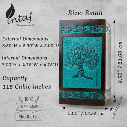 INTAJ Cremation urns for Human Ashes Male Dad Small Wooden Tree of Life Urns Box for Dogs Ashes and Casket Urn for Ashes Female mom, Burial Funeral - WoodArtSupply